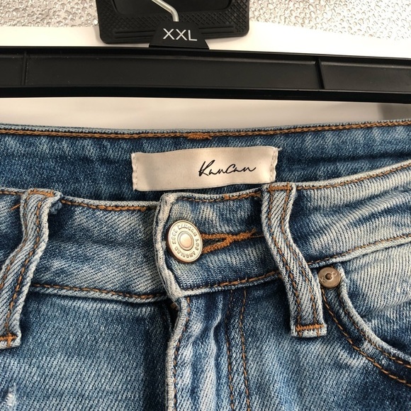 KANCAN Busted Knee Skinny Jeans Stretch Denim Raw Hem 5 26 High Rise Distressed - Picture 4 of 11